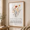 Christian Bible Verse Wall Art, Motivational Quote Flower Canvas Painting | Minimalist Poster for Living Room Bedroom Decor