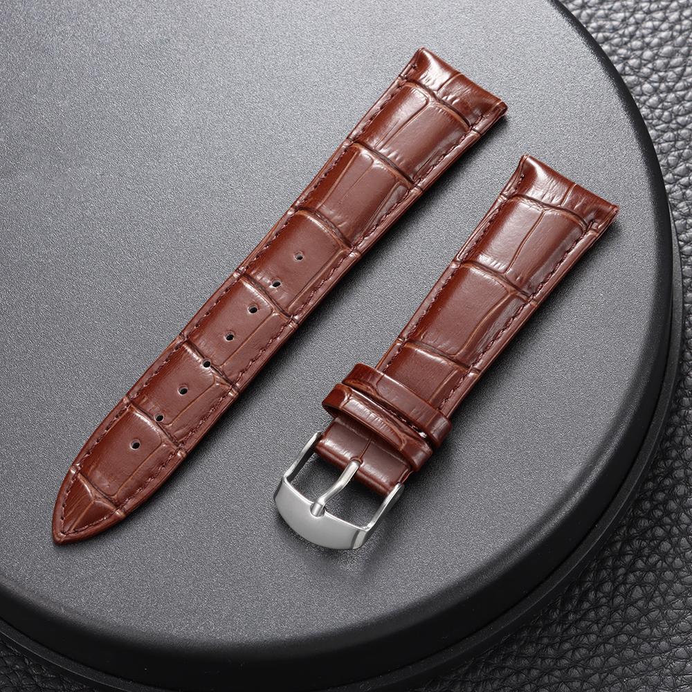 12/14/16/18/20/22mm Universal Faux Leather Wristwatch Band Pin Buckle Brown Strap for Men and Women Soft Business Watch Straps