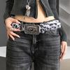 Plush Y2K Leopard Print Spicy Belts Stylish Women Faux Fur Waist Belt American Retro Street Style Deco Accessories
