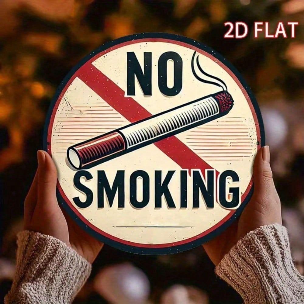

Metal Poster Red Cross No Smoking Sign Round 20 cm Hospital Wall Decor