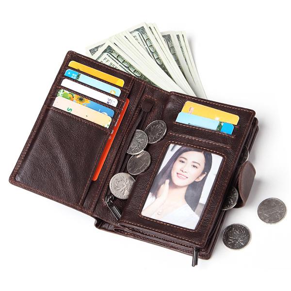 Buy Men Passport Bag 9 Card Slots Photo Holder Genuine Leather Oil Wax