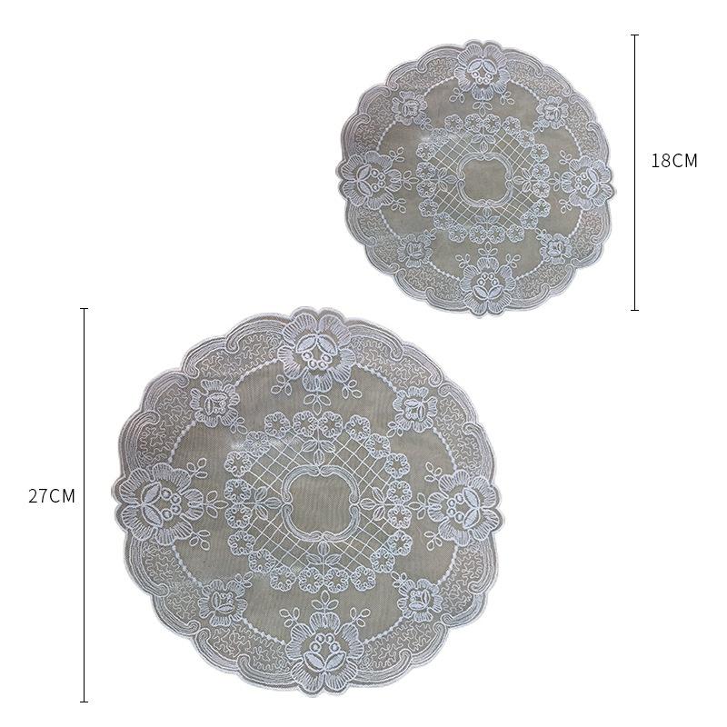 1pc Retro Style Lace Placemat,Embroidered Lace Three-dimensional Table Decoration,Flower Design Meal Mat Round Dining Decor