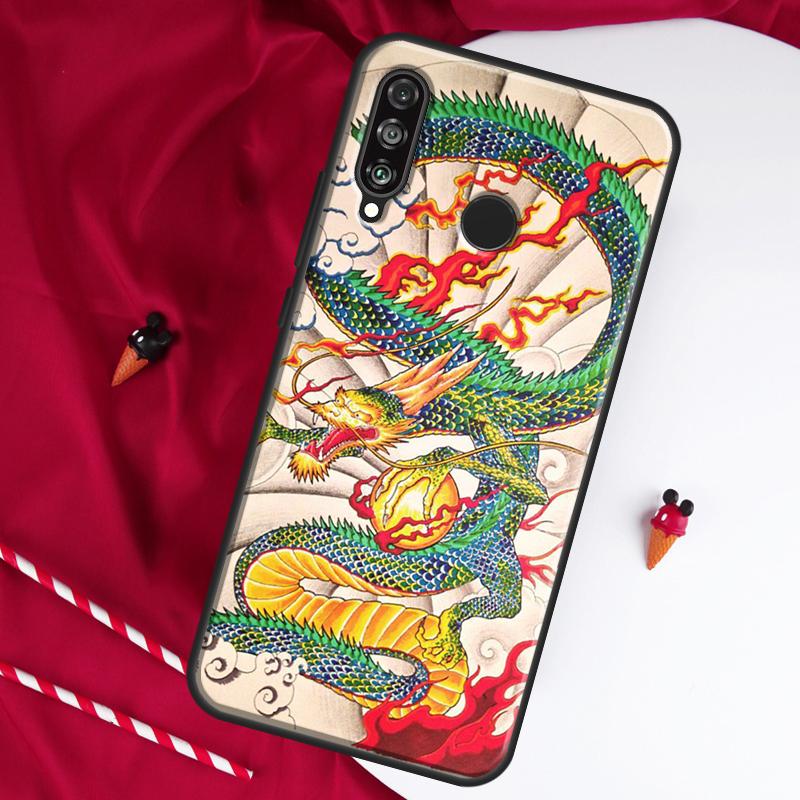 Japanese Dragon Style For Huawei Nova Y61 Y70 Y90 Y60 Y72 Y91 12s 12i 11i 7i 8i 9 10 SE P60 Pro P30 P40 Lite Case