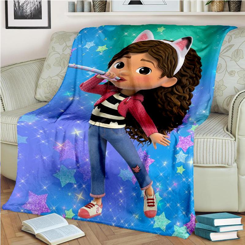 3D Kawaii Gabbys Dollhouse Cartoon Girl Gift Blanket,Soft Throw Blanket for Home Bedroom Bed Sofa Travel Picnic Cover Kids