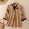 ZANZEA Camicetta casual da donna con scollo rotondo e maniche corte