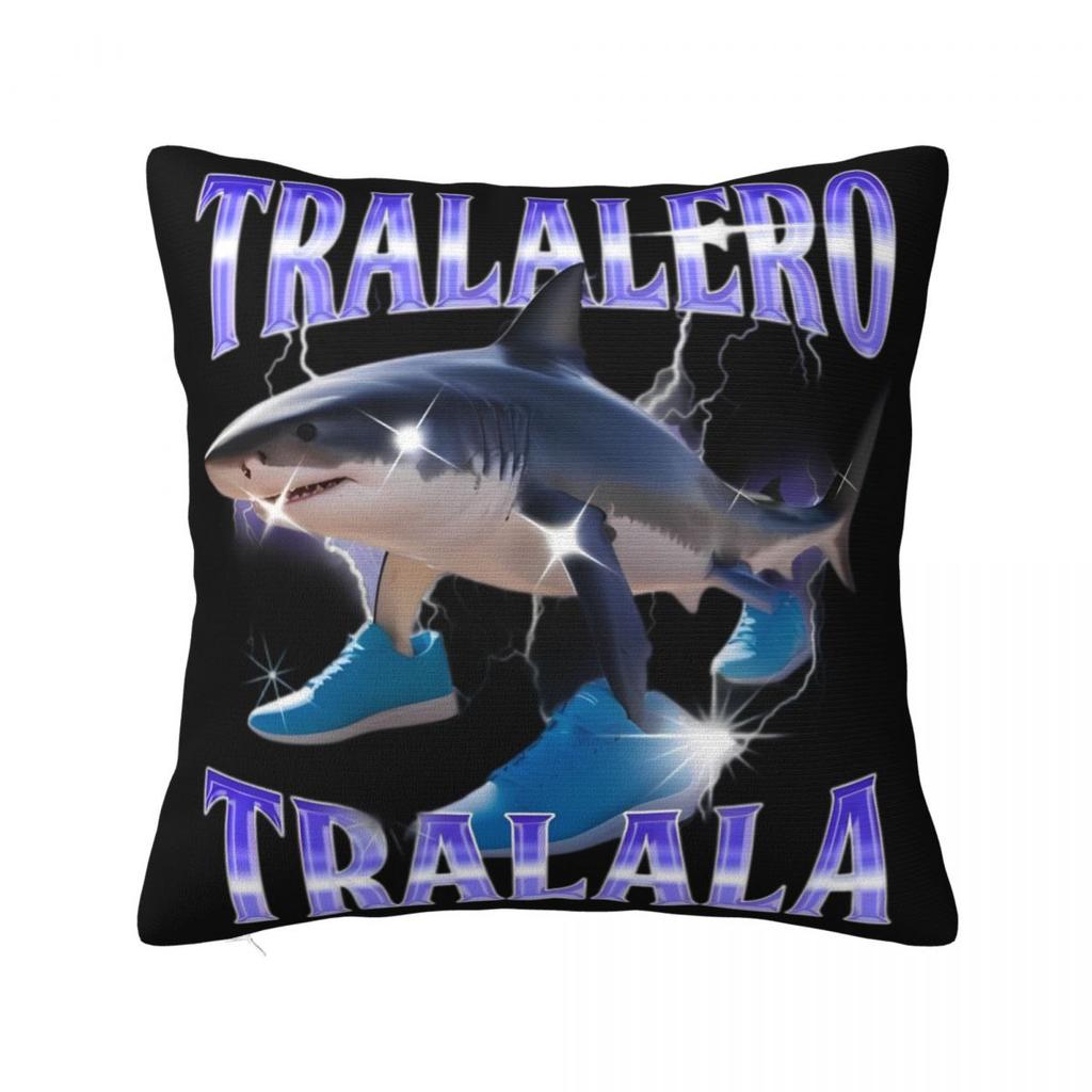 Tung Tung Tung Sahur Square Pillow Cases Italian Brainrot Meme Cushion Cover Vintage Polyester Decor Pillowcase for Living Room