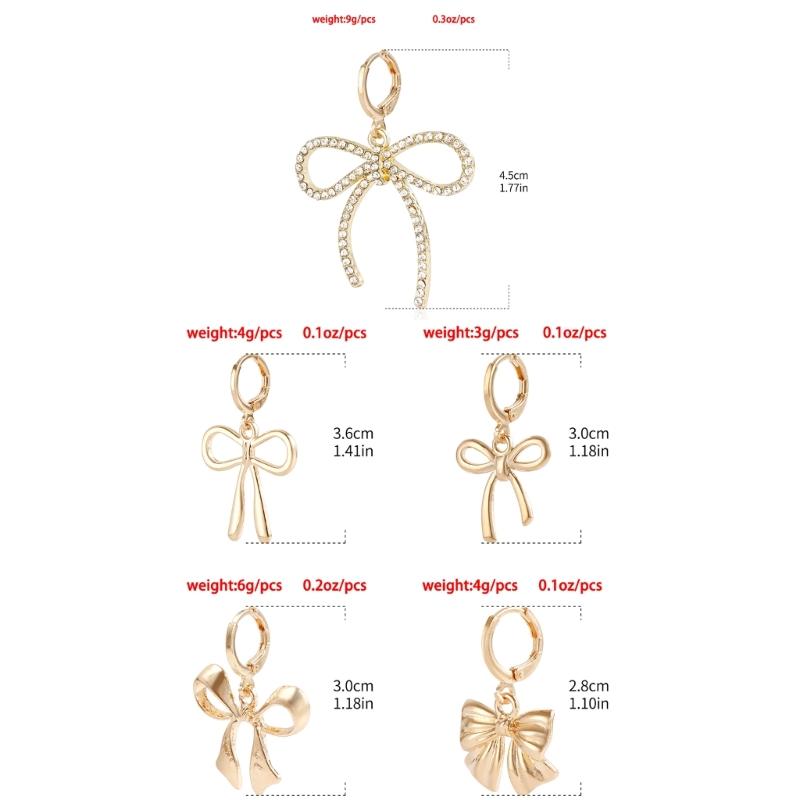 Elegant Gold Plated Metal Earring Unique and FashionableThin Hoop Earring with Unique Details Cute Bowknot Ear Rings