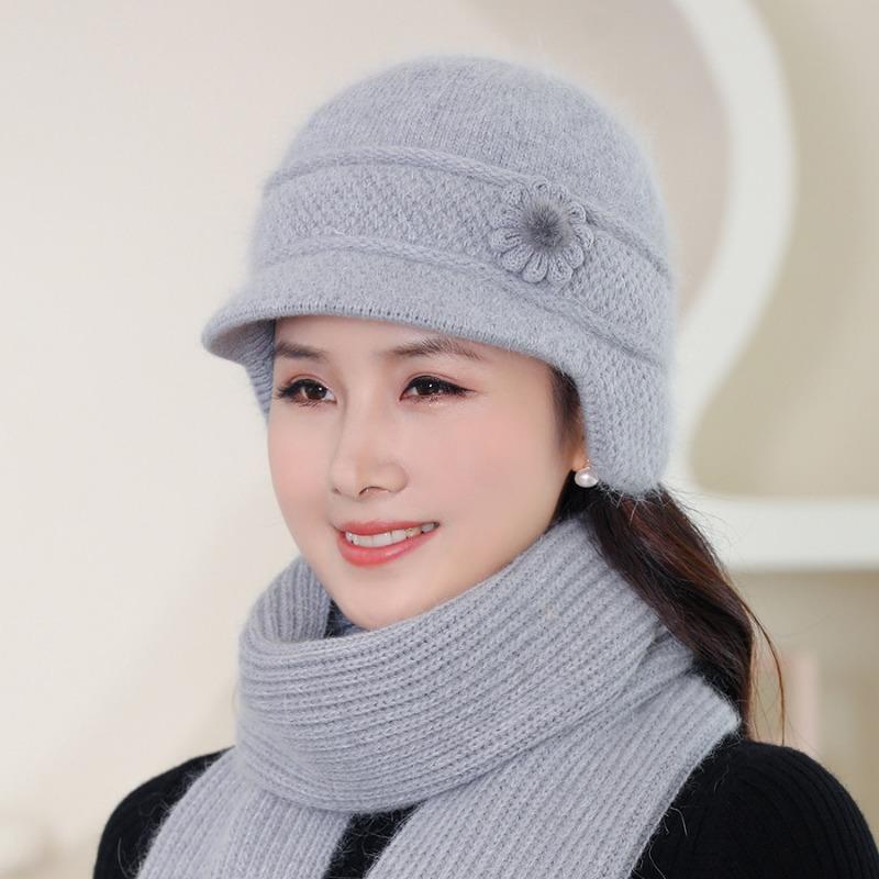 Pălărie de mamă bătrână de vârstă mijlocie Bazin din blană de iepure de iarnă cu izolație de pluș Protecție urechi Pălărie de pescar rezistentă la vânt Pălărie de bunica la modă