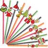 24 Pcs Christmas Paper Straws, Red and Green Theme Disposable Straws for Christmas Party Favors, Christmas Drinking Paper Straws for Christmas Party