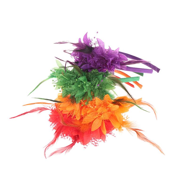1Pcs Women Fascinator Hat Headband Flower Feather Mesh Yarn Cocktail Party Wedding Hair Accessories Head Decoration