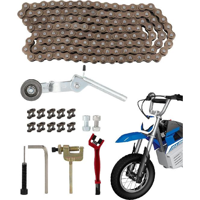 MX350#25 126 Links Chain & Chain Tensioner & Cleaning Brush Bundle for MX350/MX400/SX350/ZR350 Electric Dirt Bike