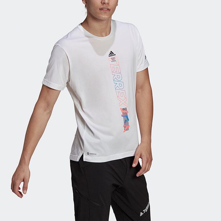 Adidas Contrast Letter Print Crew Neck T-Shirt Men Tops White HA7557
