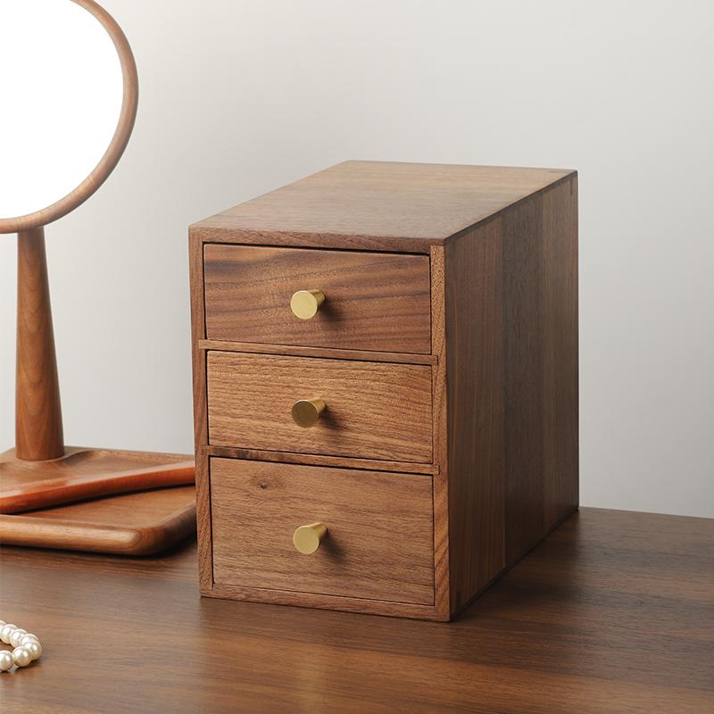 BEPAN petite boîte style tiroir en bois de noyer, table basse de bureau, boîte de rangement rétro pour ranger des ornements en bois massif