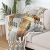 Coperte Plaid Rustiche GIF, Orso Cervo Alce Alce Foresta Verde Bosco Coperta in Pile, Vita Avventurosa Cabina Fattoria Decorativa T