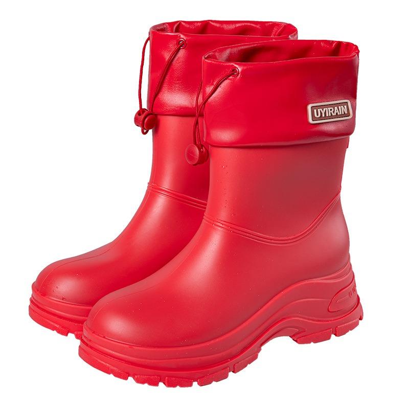 New Retro Medium Tube Rain Shoes Women's Waterproof and Non-slip Water Boots Rubber Shoes Thick-soled Bundle Rain Boots Water Shoes