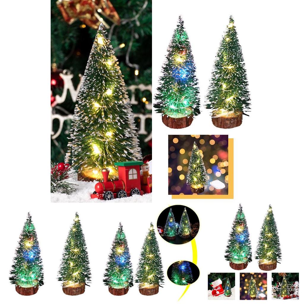 Mini Pom de Crăciun din Cedru cu Lumini LED Strălucitoare Mic Pin de Masă Xmas Decor Acasă