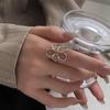Foxanry Silver Color Hollow Daisy Ring for Women Girls Creative Vintage Minimalist Trendy Sweet Elegant Daily Party Jewelry Gift