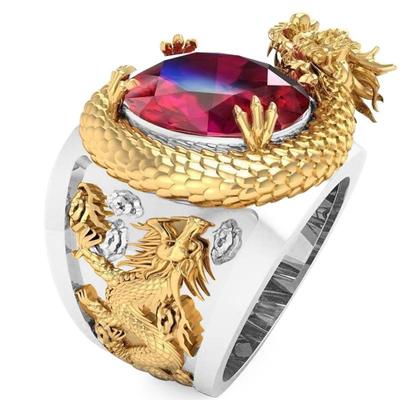 Anello Drago Dominatore Scolpito in 3D Chenrui - Gioiello in Stile Europeo e Americano