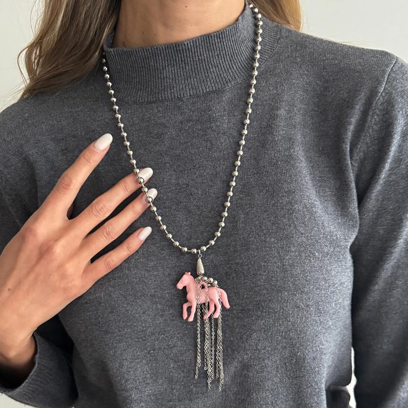 Fashion Sweet Pony Necklace Colorful Horse Pendant for Girls Party Event Birthday Present