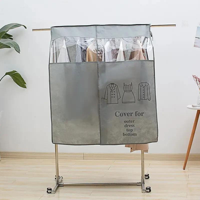 

Home Hanging Clothes Hanger Cover Cloth, Suitable for Various Clothes Hangers, Wardrobes, Etc., Can Cover Multiple Clothes сірий колір