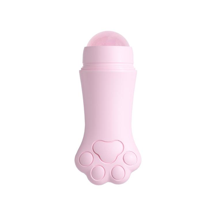 Washable Portable Cartoon Beauty Care Product Skin Pore Cleaning Face Natural Rose Quartz Oil-Absorbing Roller Oil Removing Tool