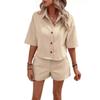 Western Style Fashion Casual Loose Short Sleeve Shirts Shorts Set Loose Shirt and Shorts Set
