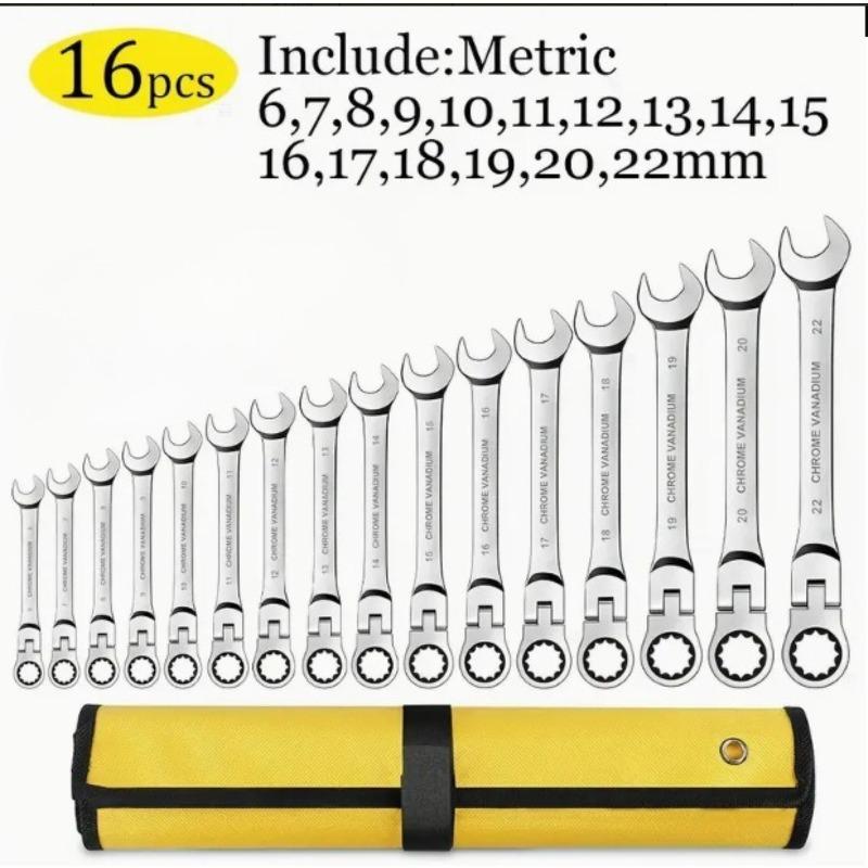 16pcs Shaking Ratchet Wrench for Ship Maintenance and Opening Dual-use Wrench Ratchet Wrench 6-22mm