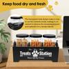 Wood Dog Food Container with 3 Plastic Treat Jars Cat Food Container with Handles Practical Food Storage Container Decorative