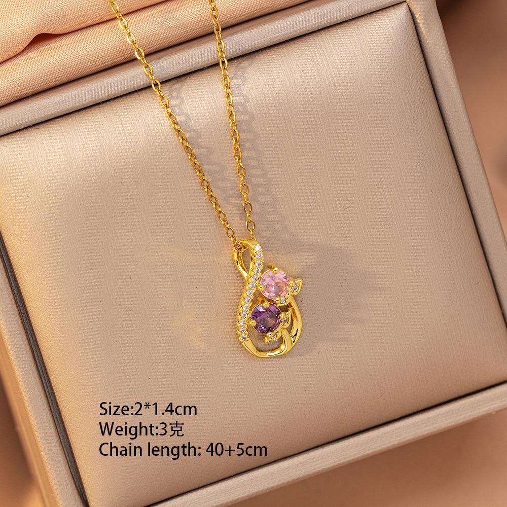 [Titanium Steel] Necklace Women's Copper Micro-inlaid Electroplating Advanced Sense Delicate Clavicle Chain Jewelry