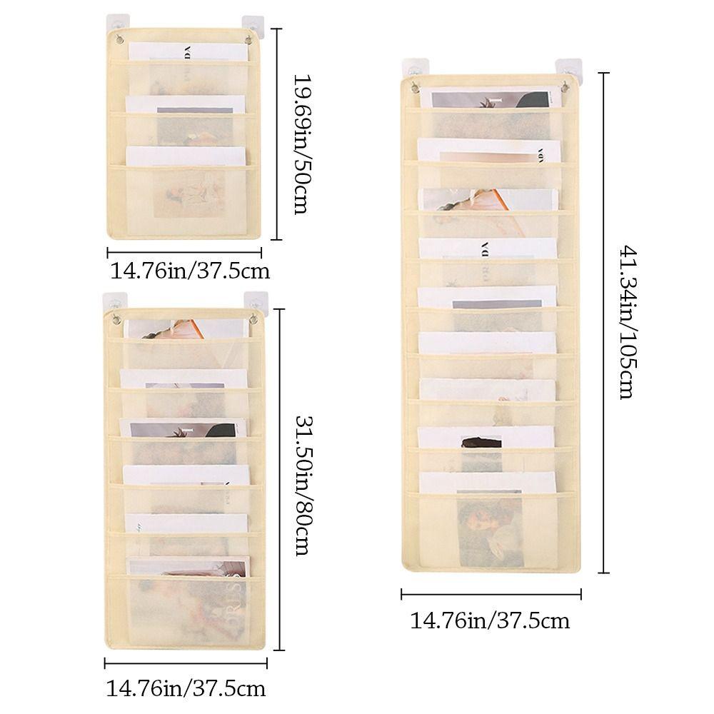 Non-woven Fabric Document Hanging Storage Bag 3/6/9-layer Folding Hanging File Large Capacity Pocket Chart Deskside Hanging Bag