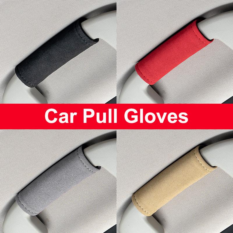 Car Suede Auto Emblem Roof Handle Protection Pull Gloves Accessories For Porsche 911 718 Cayenne Cayman Panamera Macan Boxster DNPQR1