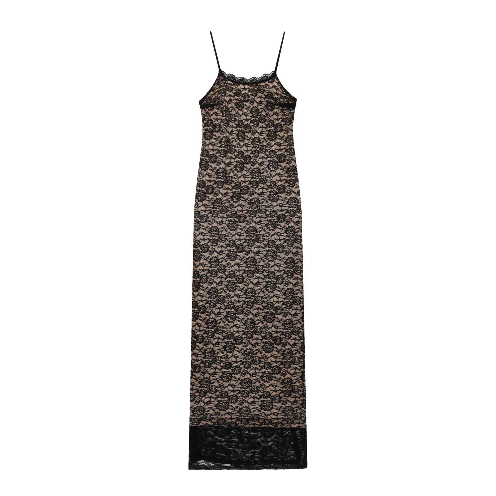European and American style, new women s fashion, chic European and American cross-border lace strap slim dress S