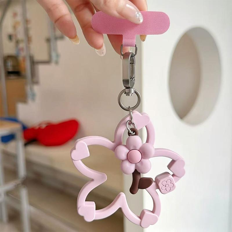 Silicone Cherry Blossom Phone Lanyard Strap Non-Slip 1Pcs Soft Tape Gasket Small Flower for Girls Phone Decoration Use
