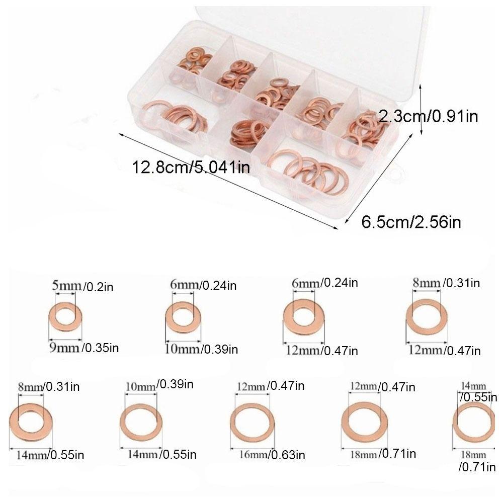 M5/M6/M8/M10/M12/M14 Copper Washer Flat Ring Seal Ring Tool Sealing Gasket  Auto Accessories