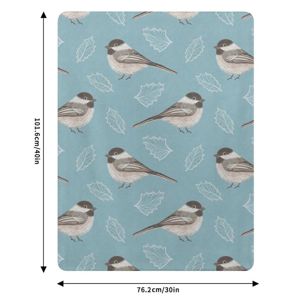 Chickadees and Frosted Leaves Throw Blanket Soft Comfort Blanket for Reading Watching TV