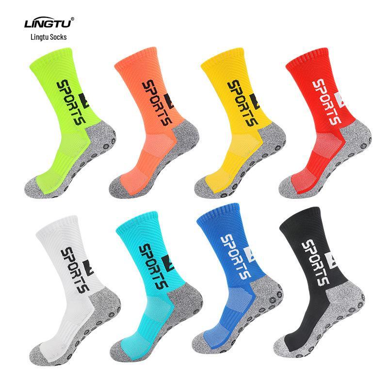 Men's Professional Gel Football Socks - Breathable, Non-Slip, Mid-Calf Training Socks with Towel Bottom.