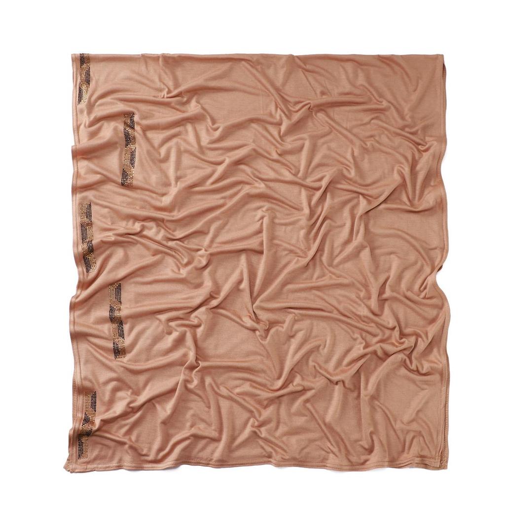 Mercerisierter Baumwollschal mit Goldakzent und elastischen Rautenstreifen