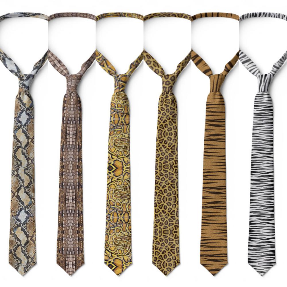 8cm Leopard Print Tie Adjustable Men Necktie Fashion Snakeskin Print Tie  Halloween