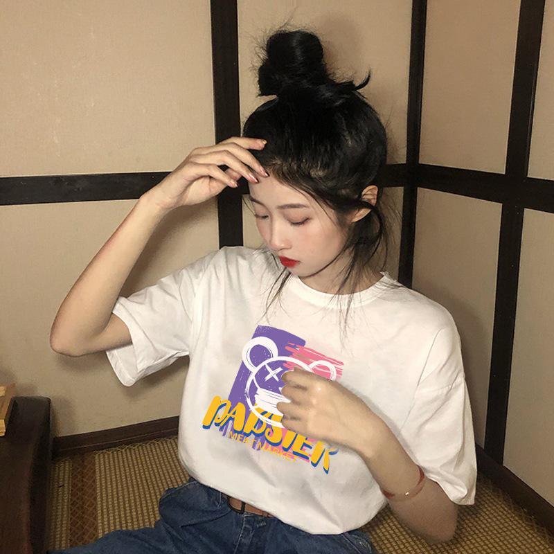 

Women s Summer White Cotton Printed T-Shirt – Loose Fit, Short Sleeve, Trendy Slim Base Layer 4XL (90-100 kg)