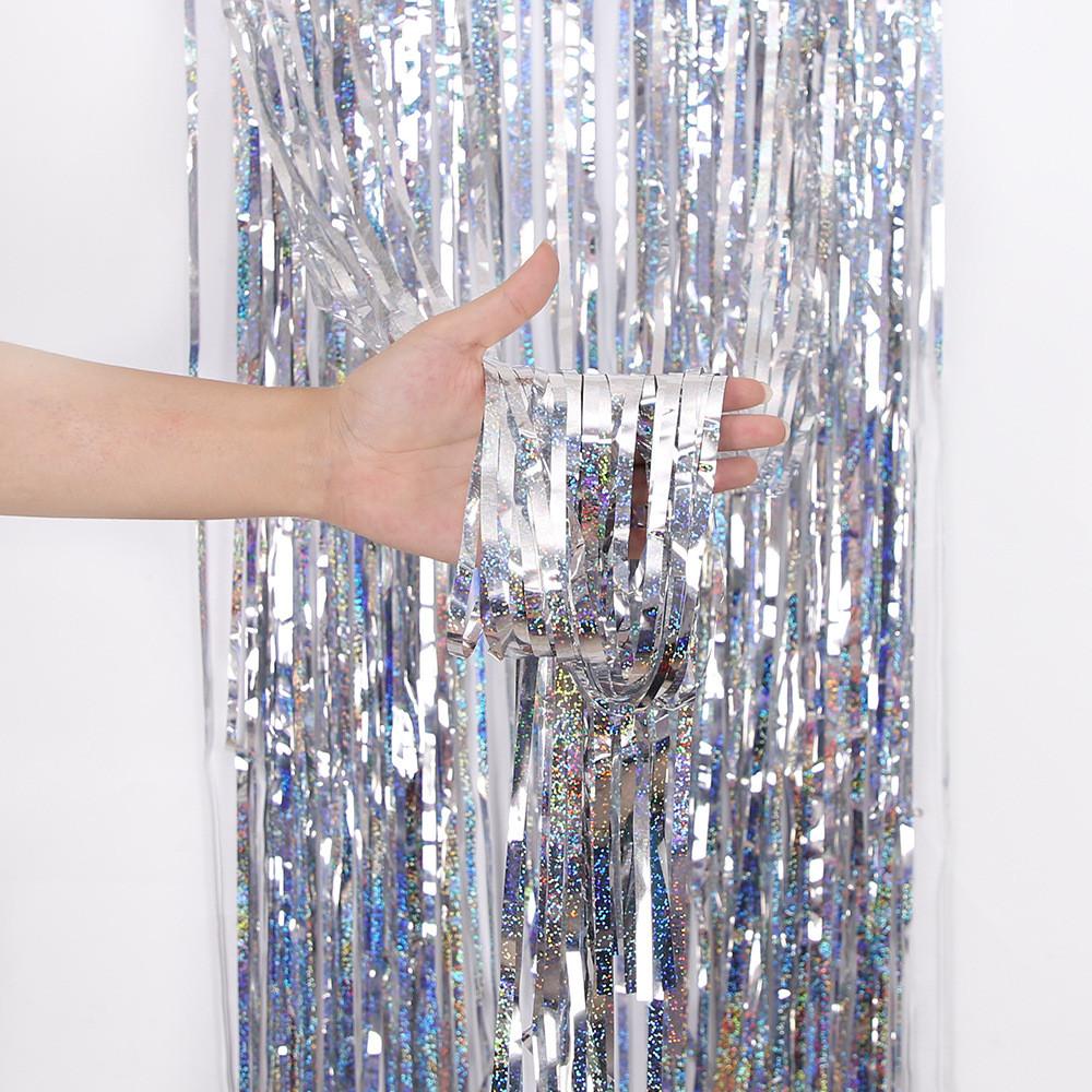By Gorgeous 1m 2m Shiny Laser Rain Curtain For Creative Birthday And Decorations Event