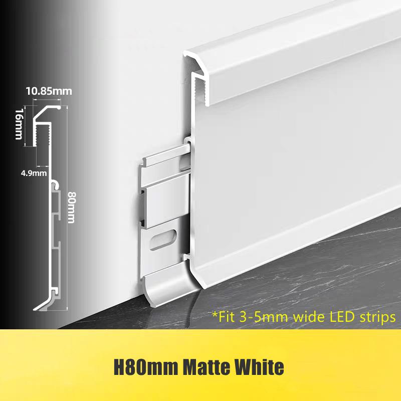 H60/80mm Thin LED Skirting Line Simple Aluminium Profile Floor Baseboard Strip Light Metal Wall Skirting Corner Linear Lamp