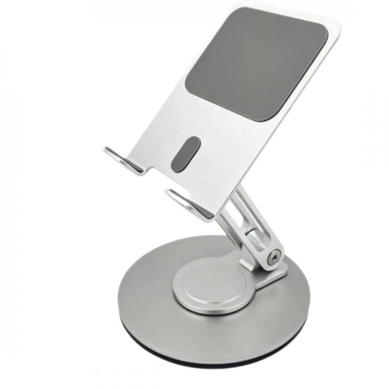 Aluminum Desktop Phone Stand With 360 Rotation Foldable Design Smartphone Tablet Office Desk Travel
