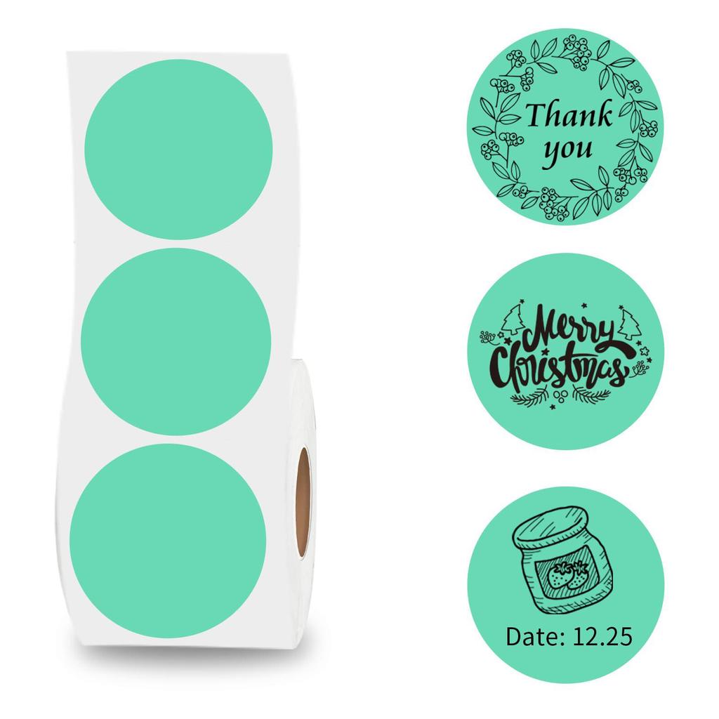 2 Inch Circle Thermal Sticker Labels Self-Adhesive Round Direct Thermal Multi-Purpose Roll Thermal Stickers-600 Labels/1 Roll