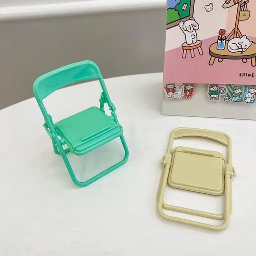 1 Pcs Creative Folding Chair Universal Desktop Phone Holder Stand Mini Foldable Stool Desk Decor Gift Accessories