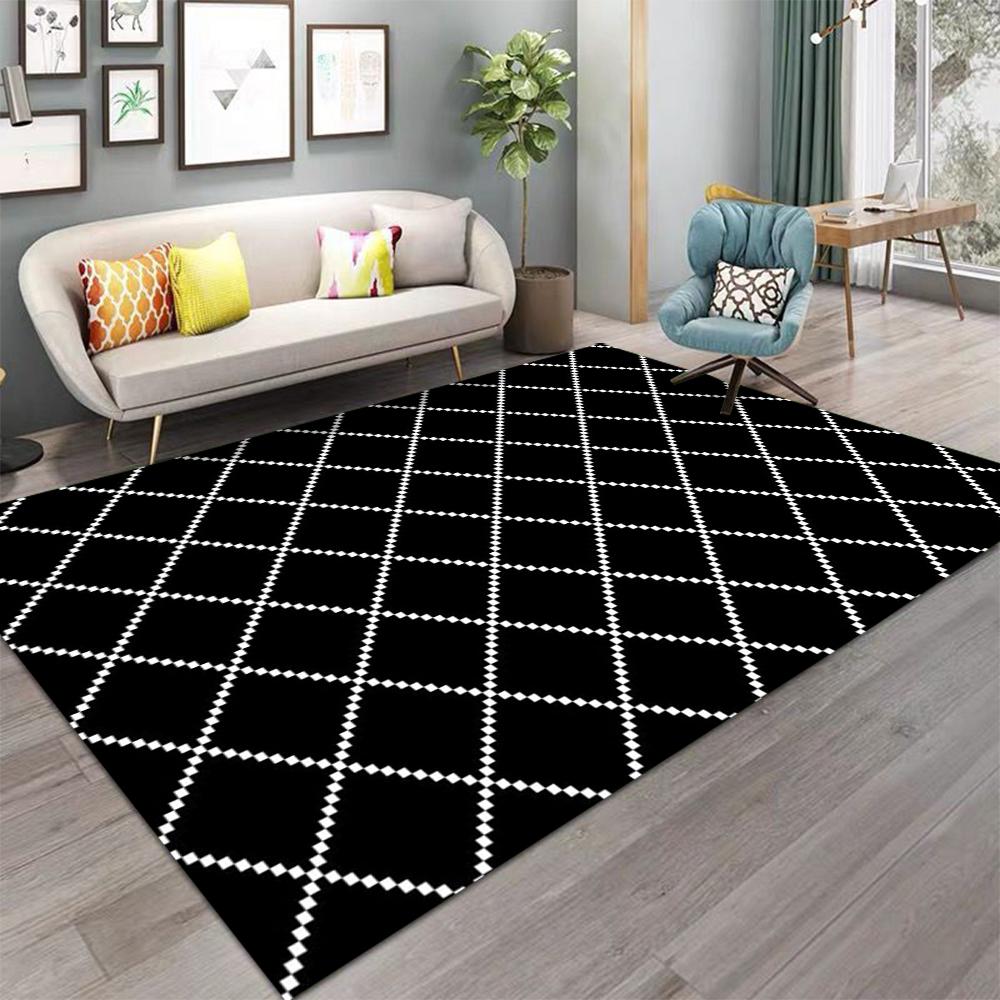 Modern Geometric Pattern Carpet Anti Slip Machine Washable Floor Mat Living Room Bedroom Office Decoration Washable Carpet