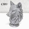Decorazione Moderna Testa di Lupo Statuetta Stampata 3D, Statua Realistica con Base Rotonda Scultura Animale, Selvaggia per Casa Ufficio Libreria