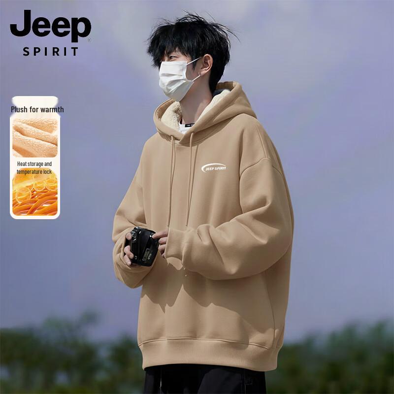JEEP SPIRIT Men's Winter Warm Fleece-Lined Hooded Sweatshirt