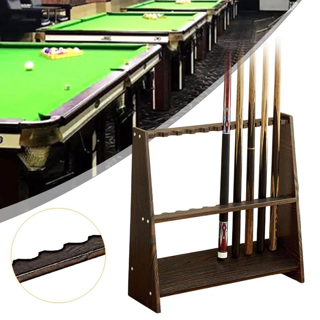 Floor Standing Pool Cue Rack Sturdy Wood Billiard Stick Holder for Billiards Accessories in Home Bar or Club Game Room