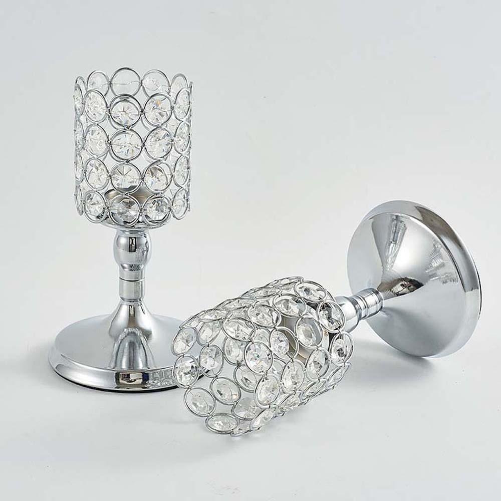 Metal Crystal Candle Holder Romantic Goblet-shaped Wrought Iron Candlestick Hollow Creative Craft Candelabra Christmas