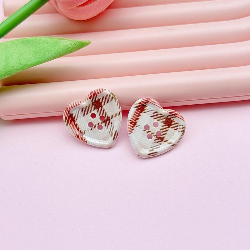 

20 шт. Пуговицы в японском стиле, милые, клетчатые, в форме сердца, для девочек, для шерстяного пальто, кардигана, для шитья своими руками, декор, аксессуары для женской одежды